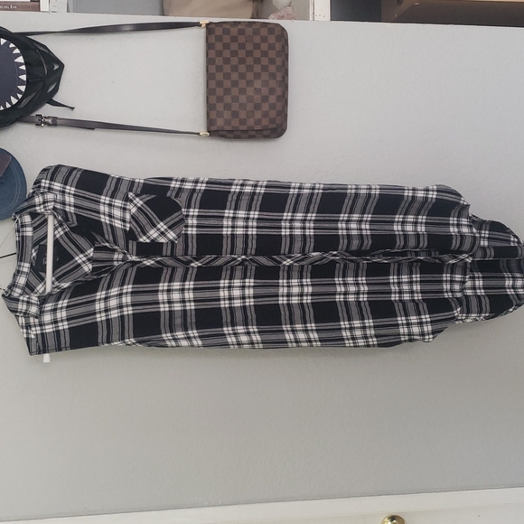Rails Jordyn button down whit/black Plaid Shirt Indie Sleeze Grunge Goddess - Picture 2 of 6